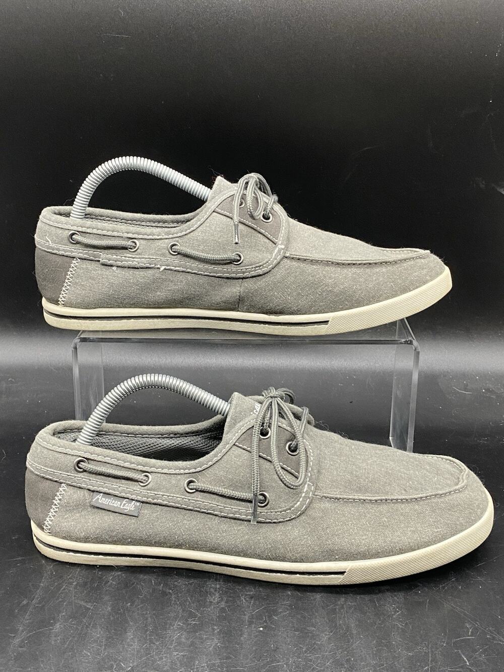 American Eagle Canvas Boat Shoes Men's Size 8.5 Grey 2-Eyelet Lace-up Front